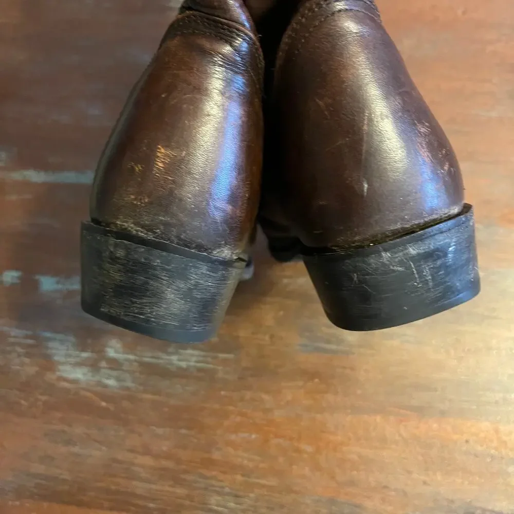 FRYE Billy Pull On Brown Leather Western Women's Boots Size 6.5 M